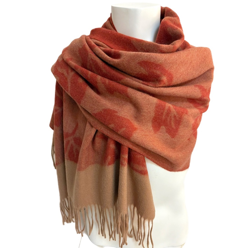 BEI FEI Oversized 100% Wool Leaf Shawl Wrap – Soft, Pristine